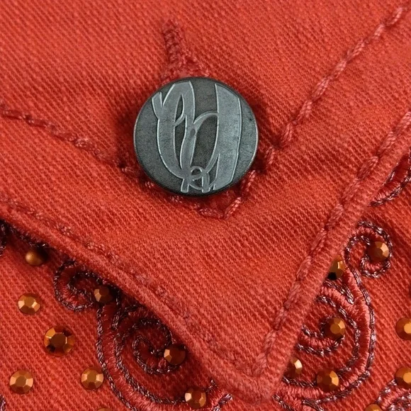 Nine West Missy Capris 8/29 Orange/Coral 2 Back Pocket Sparkle Embellishments - Picture 5 of 16